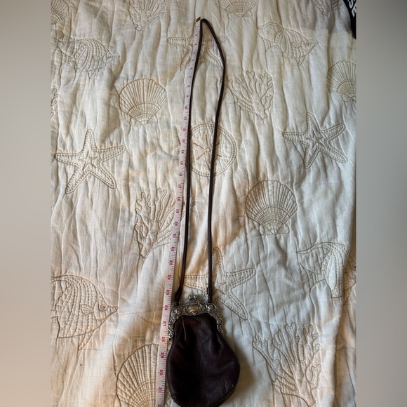 Vintage Leather Kiss Lock Mini Crossbody Bag | Boho Brown Purse - Picture 8 of 10